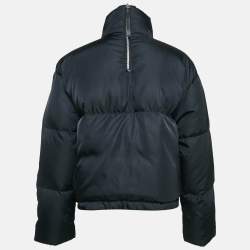 مملوكة مسبقًا Prada Black Nylon Short Etiquette Puffer Down Jacket S