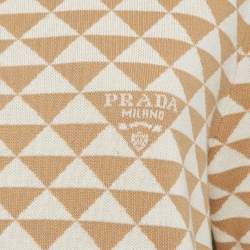 Pre Owned Prada Beige Jacquard Cotton Knit Crewneck Mini Dress M