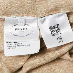 Pre Owned Prada Beige Jacquard Cotton Knit Crewneck Mini Dress M