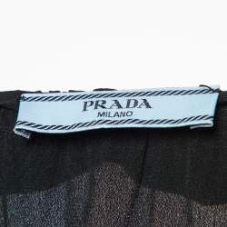 Prada Black Silk Ruffle Trim Blouse M