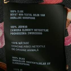 مملوكة مسبقًا Prada Black Floral Print Silk Detachable Neck Tie-Up Midi Dress S