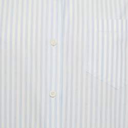 Pre Owned Prada Blue Striped Cotton Oversized Shirt M