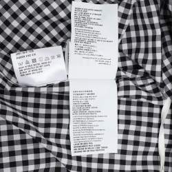 Prada White/Black Gingham Pattern Cotton Off The Shoulder Shirt M
