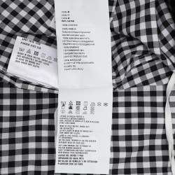Prada White/Black Gingham Pattern Cotton Off The Shoulder Shirt M