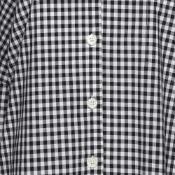 Prada White/Black Gingham Pattern Cotton Off The Shoulder Shirt M