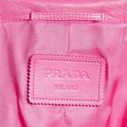 مملوكة مسبقًا Prada Pink Leather Belted Trench Coat M