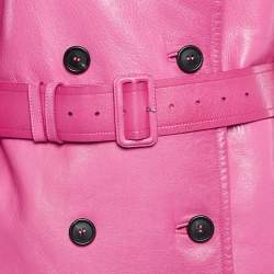 مملوكة مسبقًا Prada Pink Leather Belted Trench Coat M