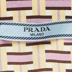مملوكة مسبقًا Prada Yellow/Lavender Abstarct Print Silk Long Sleeve Shirt M