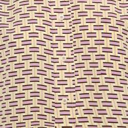مملوكة مسبقًا Prada Yellow/Lavender Abstarct Print Silk Long Sleeve Shirt M