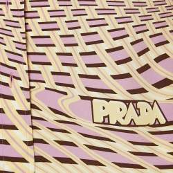 مملوكة مسبقًا Prada Yellow/Lavender Abstarct Print Silk Long Sleeve Shirt M
