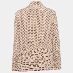 مملوكة مسبقًا Prada Yellow/Lavender Abstarct Print Silk Long Sleeve Shirt M