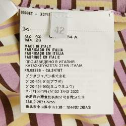 مملوكة مسبقًا Prada Yellow/Lavender Abstarct Print Silk Long Sleeve Shirt M
