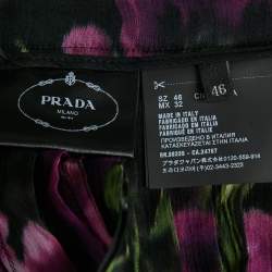 Prada Multicolor Floral Print Silk Pleated Midi Skirt L