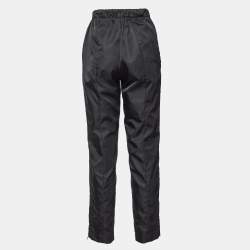 Pre Owned Prada Black Nylon Leather Badge Detail Trousers S