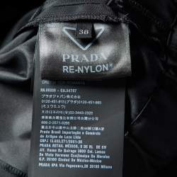 Pre Owned Prada Black Nylon Leather Badge Detail Trousers S