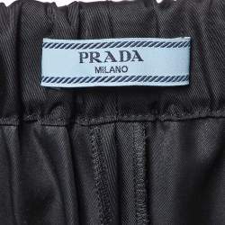 Pre Owned Prada Black Nylon Leather Badge Detail Trousers S