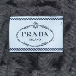 Prada Black Wool Zip-Up Oversized Jacket L