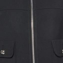 Prada Black Wool Zip-Up Oversized Jacket L