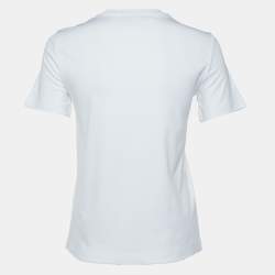 Pre Owned Prada White Logo Embossed Cotton T-Shirt XXS