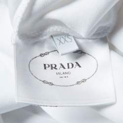 Pre Owned Prada White Logo Embossed Cotton T-Shirt XXS