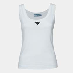 Prada White Cotton Knit Tank Top M