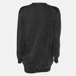Prada Silver Shimmering Lurex Fabric Cardigan M