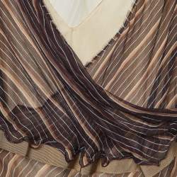 Pre Owned Prada Purple Stripe Silk Strappy Top M