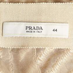 Prada Beige Embroidered Chiffon Midi Skirt M