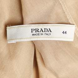 Prada Beige Embroidered Chiffon Midi Skirt M