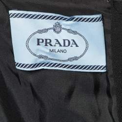 Prada Pink Crepe Detachable Feather Trim Belted Knee-Length Dress M