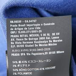 Prada Blue Logo Embossed Cotton Blend Knit Sleeveless Crop Top M