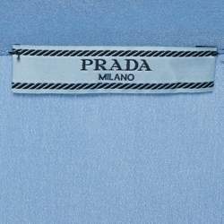 Prada Blue Silk Ruffled Button Front Blouse M