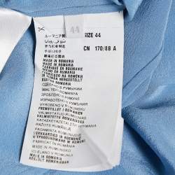 Prada Blue Silk Ruffled Button Front Blouse M