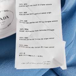 Prada Blue Silk Ruffled Button Front Blouse M