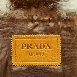 Prada Mustard Yellow Leather and Fur Paneled Jacket S