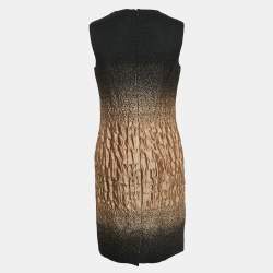 مملوكة مسبقًا Prada Black/Gold Ombre Crinkled Wool Sleeveless Knee Length Dress M