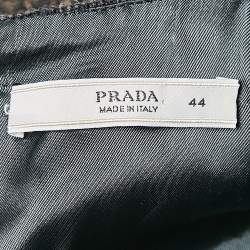 مملوكة مسبقًا Prada Black/Gold Ombre Crinkled Wool Sleeveless Knee Length Dress M