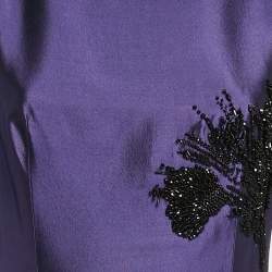 Pre Owned Prada Blue Bead Embellished Wool and Silk Pleated Gown M