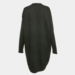 Prada Black Logo Intarsia Wool Knit Long Cardigan S