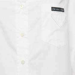 Prada White Poplin Cut-Out Detail Button Front Shirt L