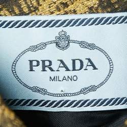 مملوكة مسبقًا Prada Yellow/Black Abstract Jacquard Pleated Short Dress M