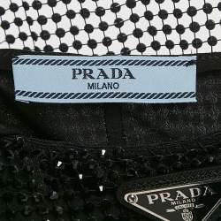 Pre Owned Prada Black Rhinestone Mesh Crop Top S