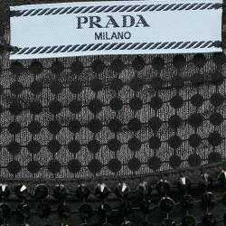Prada Black Rhinestone Mesh Mini Skirt S
