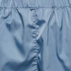 Pre Owned Prada Blue Logo Applique Gabardine Nylon Shorts M