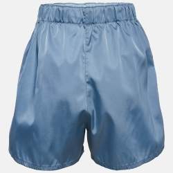Pre Owned Prada Blue Logo Applique Gabardine Nylon Shorts M