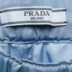 Pre Owned Prada Blue Logo Applique Gabardine Nylon Shorts M