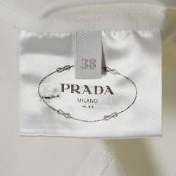 Prada White Poplin Neck-Tie Detail Long Sleeve Blouse S