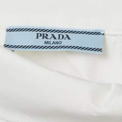Prada White Poplin Neck-Tie Detail Long Sleeve Blouse S