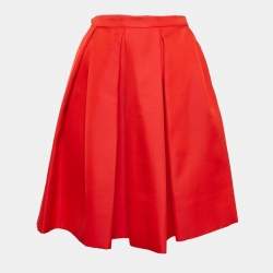 Prada Red Crepe Box Pleats Short Skirt XS