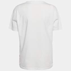 Pre Owned Prada White Logo Embroidered Jersey Crew Neck T-Shirt L